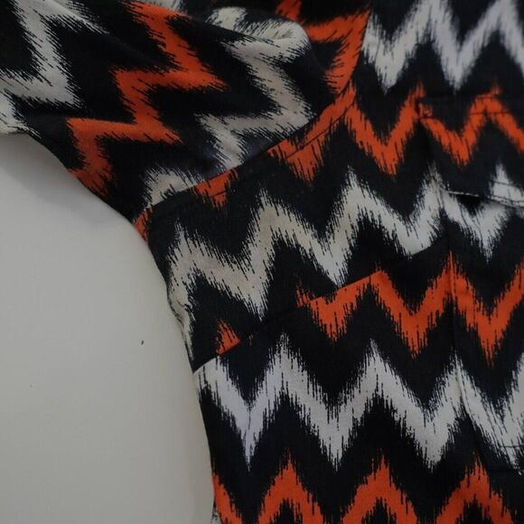 DAMAGED Michael Kors Orange Black Full Zip Collared Shirt Jacket 8 Tab Roll Slee - Picture 9 of 9